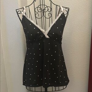 Laura Ashley Black and White Polka Dot Camisole
